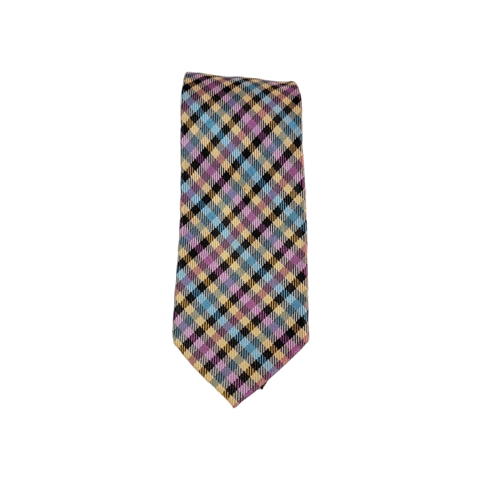 Bruno Piattelli Roma Slim Plaid Checkered Milti Colored Spring Vibes Men's Tie - Picture 2 of 13